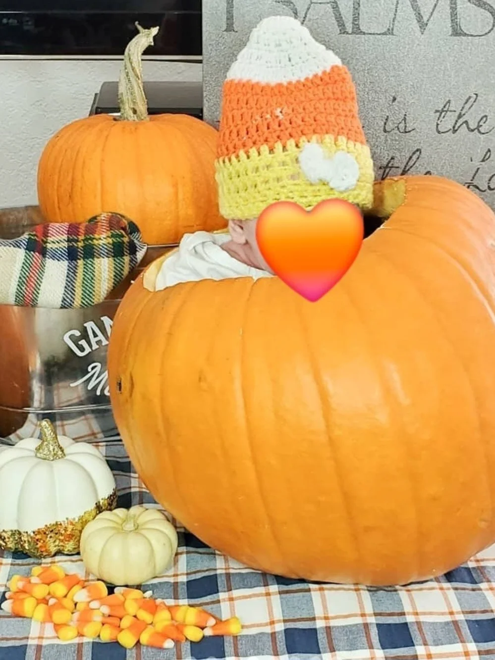 Handmade Baby Candy Corn Halloween Fall Hat - Newborn, 0-3 Months